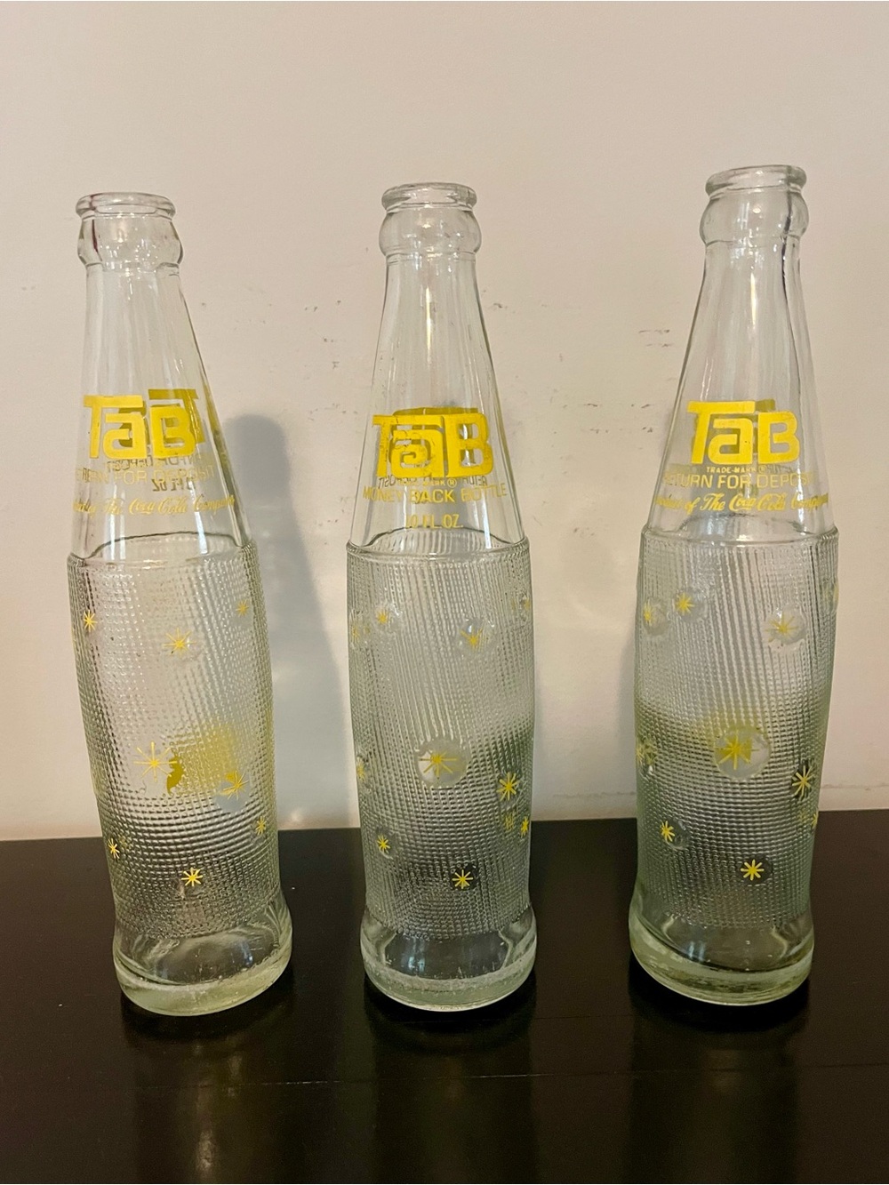 Vintage Tab Starburst Glass Bottles (1960-1970) (Set of 3)